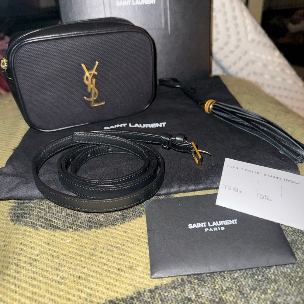 /traded/💯 YSL Lou Linen Canvas and Leather Camera Crossbody/Belt Bag - Picture 5 of 15